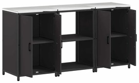 Conjunto de Armazenamento de Cozinha com prateleira 3 pcs Preto