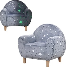 AIYAPLAY Poltrona para Crianças com Desenho de Estrelas que Brilham no Escuro Tecido Suave de Veludo 55x40x55 cm Cinzento | Aosom Portugal