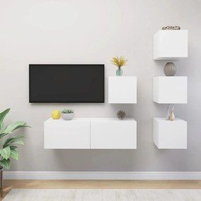 vidaXL 5 pcs conjunto de móveis de TV contraplacado branco