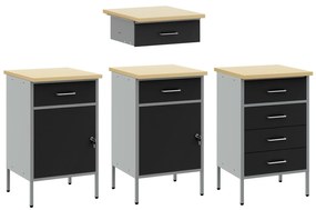 Conjunto de Mesa e Armário de Trabalho VidaXL 4 Peças Preto em Madeira