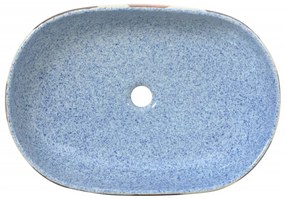 Lavatório de bancada oval 59x40x14 cm cerâmica multicor