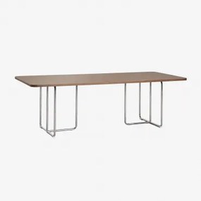 Mesa De Jantar Retangular Em Mdf E Aço Inox Tento Folheado De Nogueira & 240 X 100 Cm - Sklum