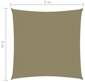 Para-sol estilo vela tecido oxford quadrado 3x3 m bege