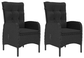 3 pcs conjunto de jantar para jardim preto