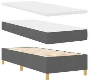 Cama Box Spring com Colchão Cinza Escuro 80x200 cm Tecido