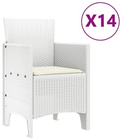 Conjunto de Jantar de Jardim 15 pcs Branco Largo