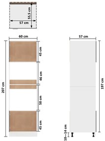 Armário para micro-ondas “Lyon” 60x57x207 cm branco