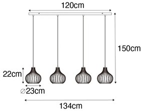 Moderno candeeiro suspenso castanho 4 luzes - Sapphira Moderno