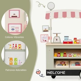 Banca de comida e guloseimas para crianças 75 cm x 30 cm x 100 cm a partir dos 3 anos Carrinho com máquina POS Estante para bebida Verde