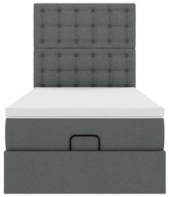 Cama otomana com colchão &amp; LEDs 90x200cm tecido cinzento escuro