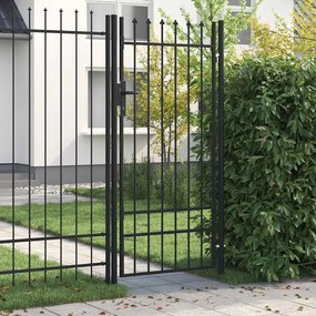 vidaXL Portão de vedação individual topo em espeto aço 1x2 m preto