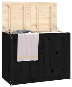 Caixa para roupa 88,5x44x66 cm madeira de pinho maciça preto