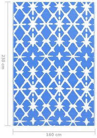 Tapete de exterior 160x230 cm ARAKIL PP azul e branco