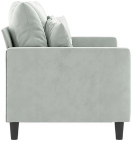 Sofá de 2 lugares 120 cm veludo cinzento-claro