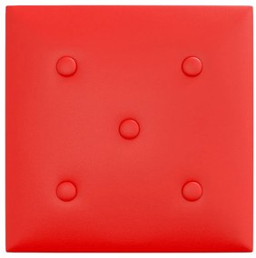 Painel parede 12 pcs 30x30cm couro artificial 1,08 m² vermelho