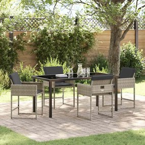 vidaXL Conjunto de Jantar para Jardim com Almofadas Cinza Claro em Rattan PE