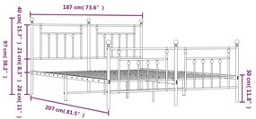 Estrutura de cama com cabeceira e pés 180x200 cm metal branco
