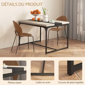 Mesa de jantar para 6 pessoas 120 x 89 x 75,5 cm (CADEIRAS NÃO INCLUIDAS), estilo industrial em metal preto e cor madeira