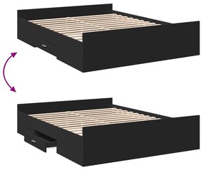 Estrutura de cama c/ gavetas 160x200 cm derivados madeira preto