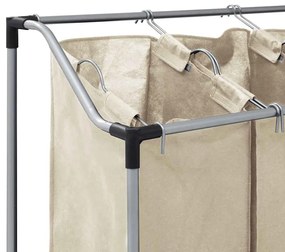 Separador de roupa suja com 4 sacos aço creme