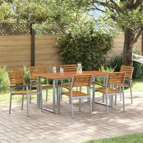 vidaXL Conjunto de Jantar de Jardim com 7 Peças em Madeira Sólida de Acácia e Metal