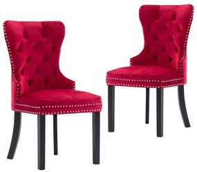 vidaXL Cadeiras de jantar 2 pcs veludo vermelho tinto