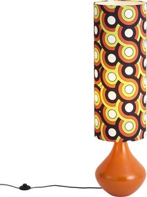 Candeeiro de Pé Retro Laranja com Abajur de Tecido Multicolorido - Mina