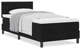 Cama Box Spring com Colchão Preta 90x190 cm Tecido
