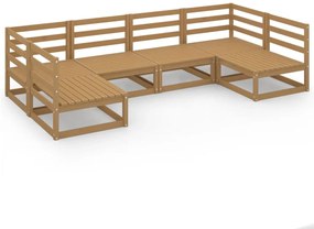 6 pcs conjunto lounge de jardim pinho maciço