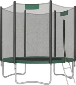 Trampolim de 244 cm, de jardim para crianças com rede de segurança e cobertura lateral Verde escuro