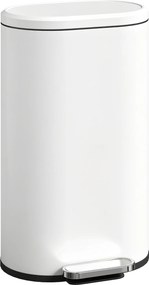 HOMCOM Lixeira para cozinha 30L com tampa com fechamento suave e pedal em metal, Creme-branco, 36,5 x 31 x 61 cm | Aosom Portugal