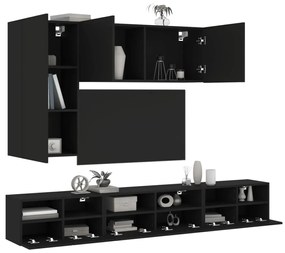 vidaXL 5 pcs móveis de parede p/ TV derivados de madeira preto