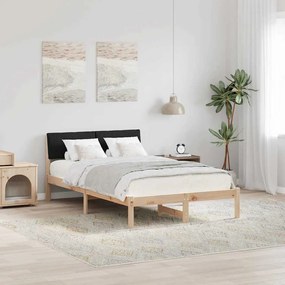 vidaXL Estrutura da cama com cabeceira Castanho e preto 120 x 200 cm