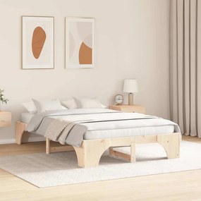 Cama de Madeira de Pinho Maciça 140x190 cm da