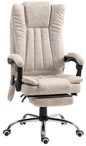 Vinsetto Cadeira Escritório 6 Pontos de Massagem Ajustáveis com Função de Aquecimento Apoio para os Pés Retrátil Creme | Aosom Portugal