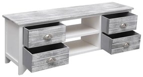 Móvel de TV 108x30x40 cm madeira paulownia branco e cinzento