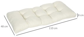 Outsunny Almofada para Bancos de 2 Lugares 110x48x8cm Almofada Retangular para Interiores e Exteriores Lavável com Costura Elegante e Confortável para Bancos Sofás Creme