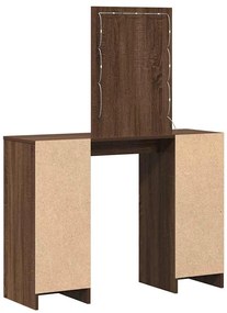 Mesa de Maquiagem vidaXL com Luzes LED Castanho Carvalho 102x33x135 cm