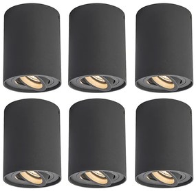 Conjunto de 6 focos cinzento escuro rotativos e inclináveis - Rondoo Up Design,Moderno