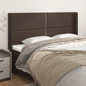 vidaXL Cabeceira cama c/ abas couro artif. 163x16x118/128 cm castanho
