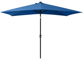 Guarda-sol de jardim c/ luzes LED/poste de aço 2x3 m azul ciano