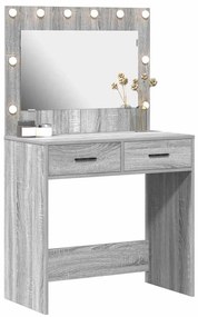 Mesa de Vestir com Luzes LED Cinza Sonoma 78,5x41x135 cm