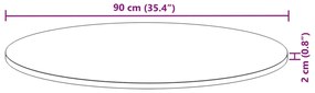 Tampo de mesa redondo Ø90x2 cm madeira de acácia maciça