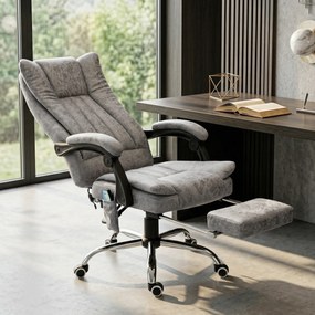 Cadeira de Escritório com 6 Pontos de Massagem Giratória Encosto Reclinável 135º Função de Aquecimento 62x67x113-120 cm Cinza