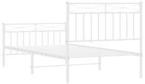 Estrutura de cama com cabeceira e pés 100x190 cm metal branco