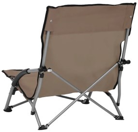 Cadeiras de praia dobráveis 2 pcs tecido cinzento-acastanhado