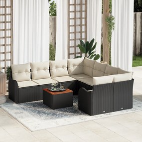Conjunto de 9 Peças de Sofás para Jardim com Almofadas Preto Rattan Po