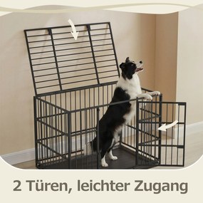Gaiola para cães 107 x 70 x 75 cm altamente resistente de tamanho médio e grande, com tabuleiro removível preta