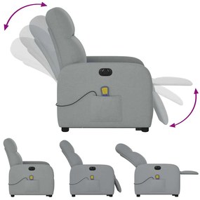 Poltrona elétrica reclinável massagens tecido cinzento-claro