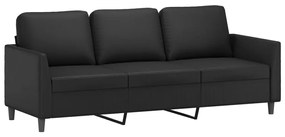 Sofá Âncora Chaise Longue - De 3 Lugares c/ Apóio de Pés - Cor Preto -